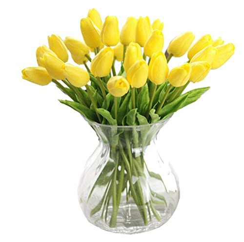 Demarkt Tulpe künstliche Blumen Real Touch Kunstblumen Tulip Tulpe künstliches Tulpenbündel Kunstblumen Blumenstrauß Brautschmuck Hochzeit Home Party Dekoration (Gelb) von Demarkt