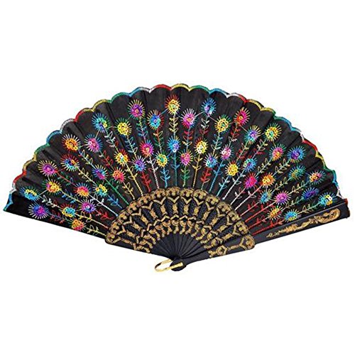 Demarkt Vintage Handfächer Hand Fan Handfächer Fächer Klappfächer Sommer Feste Party Hochzeit Hand Fan Hochzeitfächer aus Kunststoff Bunt von Demarkt