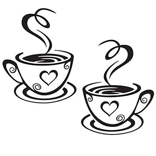 Demarkt Wandtattoo Kaffetasse Kaffee Wandaufkleber Kaffee Tasse Bohnen selbstklebend Küche Aufkleber Wandaufkleber Wandsticker (Becher) von Demarkt