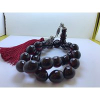 Großes Maß Aus Altem Feuerbernstein. Kordel Quaste. Zamak Pendel. Kirschrote Töne. Im Alten Stil. Custom Design, Tesbih von DembazaarArt