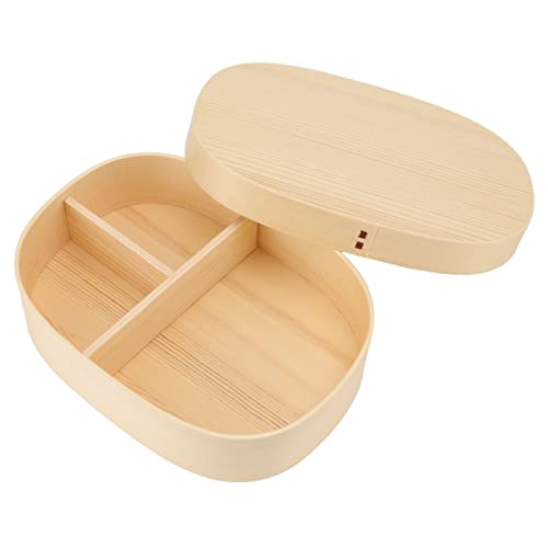 Bento-Box, japanischer Stil, tragbar, klare Textur, Zedernholz, Holz-Bento-Box mit Riemen für Picknicks, Wandern, Klettern von Demeras