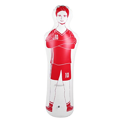 Demeras Aufblasbarer Fußballtrainer Dummy-Torhüter mit 0,35 m PVC-Boxsack für Fußballübungen und Dribbling Wall Passing Drills (62,99 × 15,75 Zoll)(rot) von Demeras