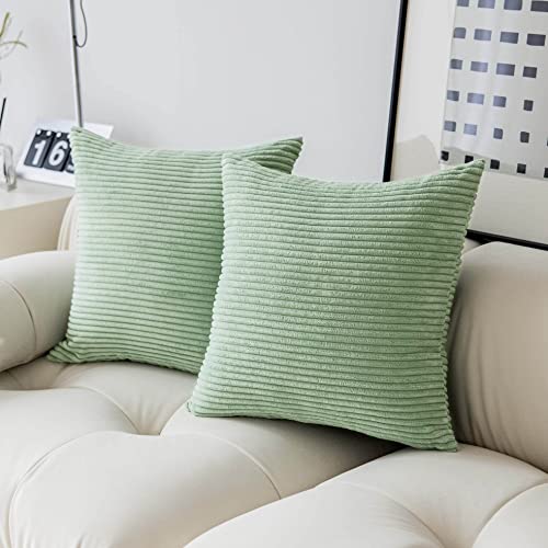 Demetex Frühling 65x65 Kissenbezüge Grün Kissenhülle Modern Kordsamt Gestreift Kissenhüllen für Wohnzimmer Esszimmer Sofasessel 65x65 cm 2er Set Salbeigrün Demetex Frühling 65x65 Kissenbezüge Grün Kissenhülle Modern Kordsamt Gestreift Kissenhüllen für Wohnzimmer Esszimmer Sofasessel 65x65 cm 2er Set Salbeigrün von Demetex