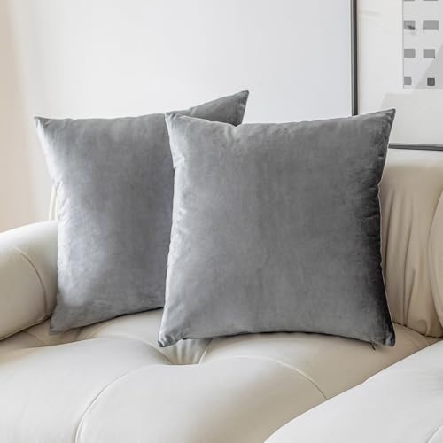 Demetex Samt Kissenbezüge 65x65 Grau Große Quadratische Kissenbezüge Weich Plüsch Kissenbezüge für Home Party Sofa Couch Deko 65x65 cm 2er Set Dunkelgrau Demetex Samt Kissenbezüge 65x65 Grau Große Quadratische Kissenbezüge Weich Plüsch Kissenbezüge für Home Party Sofa Couch Deko 65x65 cm 2er Set Dunkelgrau von Demetex