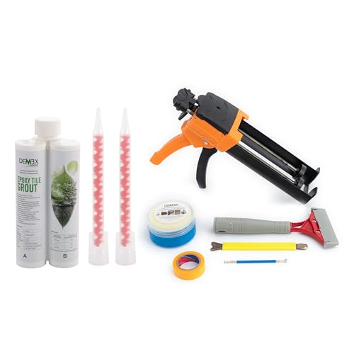 Epoxid-Fugenmörtel und Werkzeuge für Fliesen und Stein, wasserfest, flecken-, schimmel-, riss- und chemikalienbeständig, gebrauchsfertig, einfach anzuwenden (Tan + Tools) von Demexgrout