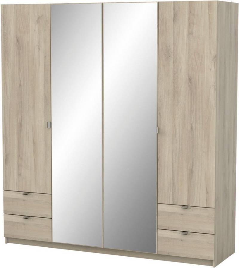 Demeyere GROUP Kleiderschrank Mellie, 2 Spiegel, 4 Schubladen, 36 Regale, 2 Kleiderstangen (H/B/ T ca. 191/180/52cm) maximaler Stauraum, Made in France von Demeyere GROUP