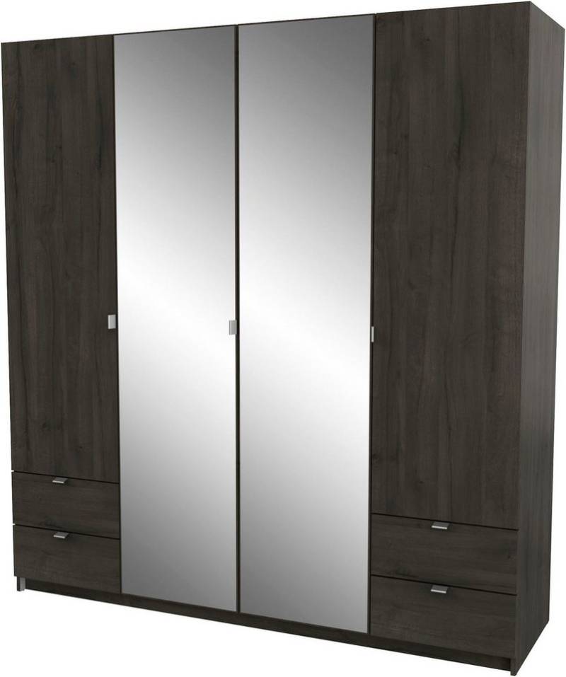 Demeyere GROUP Kleiderschrank Mellie, 2 Spiegel, 4 Schubladen, 36 Regale, 2 Kleiderstangen (H/B/ T ca. 191/180/52cm) maximaler Stauraum, Made in France von Demeyere GROUP