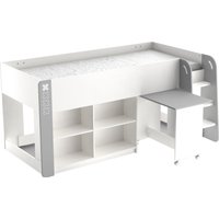 Demeyere GROUP Hochbett "HAMPTON", Kombi Bett mit Schreibtisch auf Rollen, Liegefläche B/L: 90 cm x 200 cm von Demeyere Group