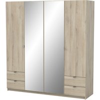 Demeyere GROUP Kleiderschrank "Mellie, 2 Spiegel, 4 Schubladen, 36 Regale, 2 Kleiderstangen", (H/B/ T ca. 191/180/52cm), maximaler Stauraum, Made in France von Demeyere Group
