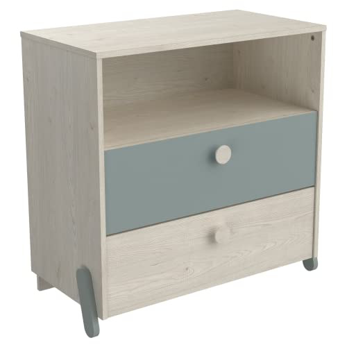 Demeyere Commode Chambre Enfant/Bebe – Meuble au Style Scandinave Fabriqué en France – Format 73 x 40 x 74 cm Avec 2 Tiroirs et 1 Niche 434079 Blanc Mat 796x396x581MM von Demeyere