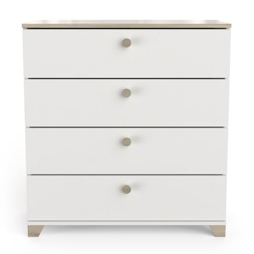 Demeyere Commodes 4 Tiroirs- Décor Chêne Kronberg et Blanc Mat- Style Contemporain- Pour Chambre- L79,7 x P41,9 x H85,1 cm von Demeyere