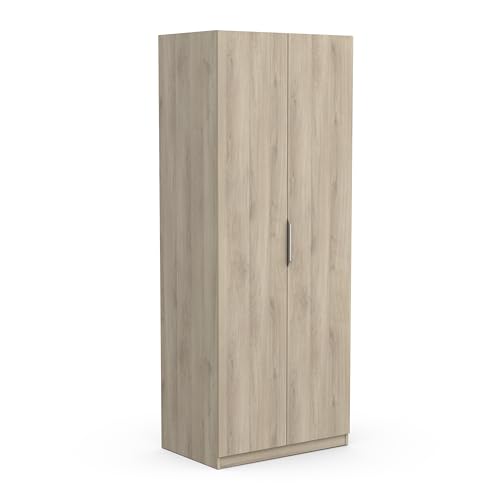 Demeyere Kleiderschrank mit 2 Türen, 1 Moderne Höhle, Eiche, 79,4 x 51,1 x 203 cm, Holzwerkstoff, grau von Demeyere