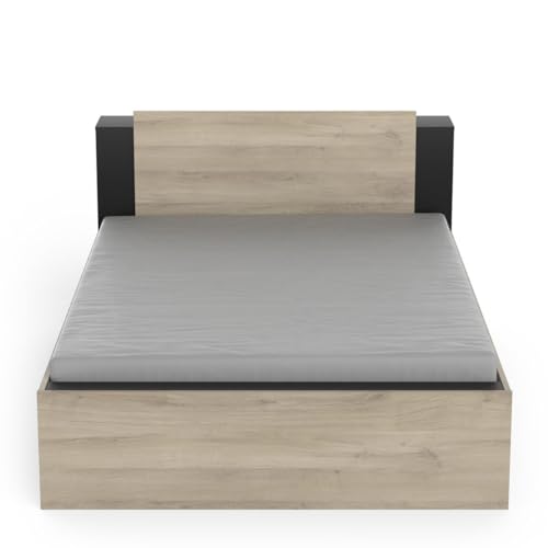 Demeyere Lit 140 x 190/200 Avec Rangement Industriel 2 Tiroirs 2 Niches – Coloris Noir Mat und Chêne Clair - 144,7 x 227 x 87,7 cm Demeyere Lit 140 x 190/200 Avec Rangement Industriel 2 Tiroirs 2 Niches – Coloris Noir Mat und Chêne Clair - 144,7 x 227 x 87,7 cm von Demeyere