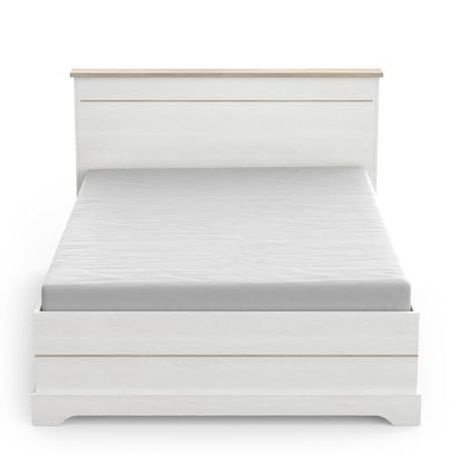 Demeyere Lit 140x190 Extensible Lit 140x200 Moderne 2 Tiroirs – Coloris Blanc und Chêne - 153,4 x 214,7 x 102,2 cm von Demeyere