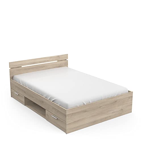 Demeyere Lit Double Pour Adulte Michigan 140 X 200 cm 2 Tiroirs / 1 Niche - Style Industriel - Fabriqué en France – Modulable und Fonctionnel von Demeyere