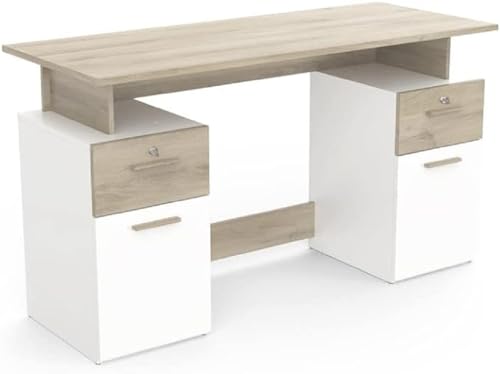 Demeyere PLATON Schreibtisch mit 2 Fächern, 2-polig, Kronberg/Weiß, 1 348x550x764MM von Demeyere