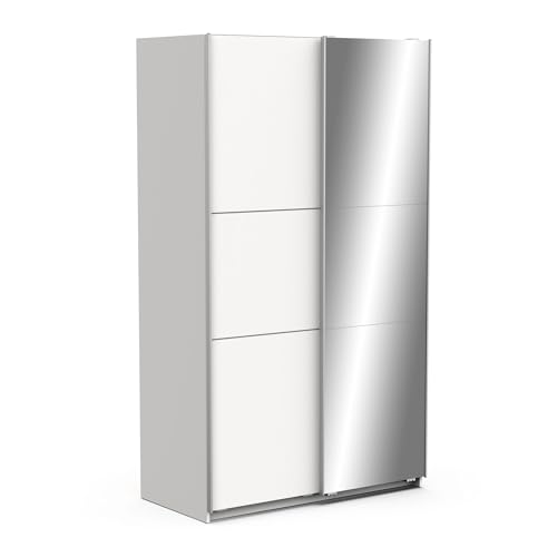 Demeyere Armoire Porte Coulissante Avec Miroir & Penderie Moderne – Coloris Blanc Mat & Finitions Métal - 116,5 x 59,8 x 203 cm von Demeyere