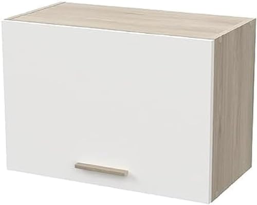 Meuble Haut de Cuisine Industriel 1 Porte - Cuisine Complete ‟Origan” – Coloris Blanc Mat & Chêne - 60 x 30 x 42 cm von Demeyere