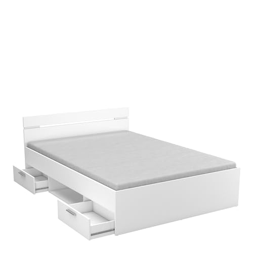 MICHIGAN Bett mit 2 Schubladen, Holz, weiß, 140 x 200 cm von Demeyere
