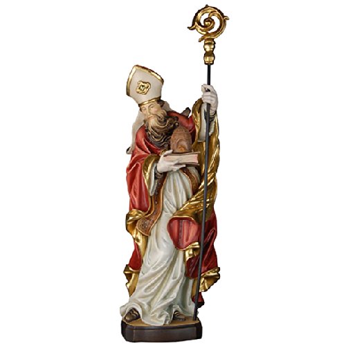 Demi Art - Heiligenfigur HL. Ambrosius mit Buch und Bienenkorb aus Berg-Ahorn Holz geschnitzt und von Hand bemalt, 30 cm von Demi Art