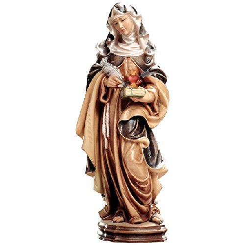 Demi Art - Heiligenfigur HL. Theresia von Avila mit durchbohrtem Herzen aus Berg-Ahorn Holz geschnitzt und von Hand bemalt, 30 cm von Demi Art