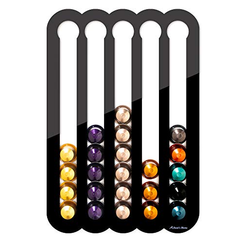Demi's Home Selbstklebender Kaffeekapselhalter für Nespresso-Kapseln (vor dem Kauf messen) – geeignet zur Montage innen/unter dem Schrank oder an der Wand (schwarz) von Demi's Home