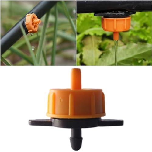 100 Stück Bewässerung Tropfer Sprinkler, druckkompensierende Tropfdüsen mit Mikro Verbindern für 2L/4L/8L Tropfbewässerung Micro Düsen Garten Bewässerungssystem (2L) von Demiawaking