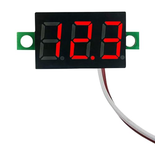 2 Drähte DC Voltmeter, LED-Anzeige 0,28 Zoll Spannungsmesser Digital Spannungstester DC 2,5 V-DC 40 V Spannungsprüfer, Rot/Blau/Gelb/Grün Verpolungsschutz (Rot) von Demiawaking