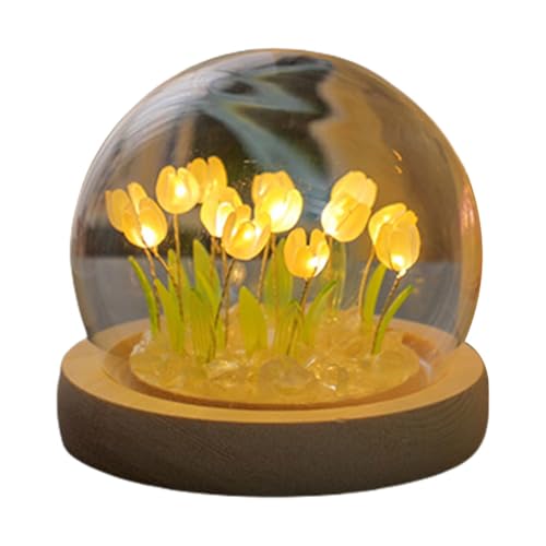 3D Tulpen Nachtlicht LED Nachtlampe Tischlampe Künstliche Blumen Lampe Schlafzimmer Deko Weihnachten Geburtstagsgeschenke Damen Mutter Geschenk (Gelb) von Demiawaking