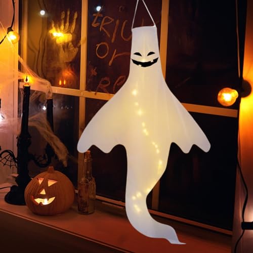 40 Zoll hängende Geister Halloween Deko, Halloween Geist mit LED Licht, Halloween leuchten Deko für Indoor Outdoor Garten Terrasse (C) von Demiawaking