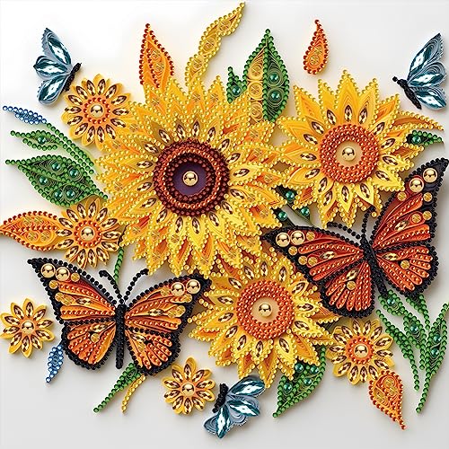 5D DIY Diamond Painting Bilder Blumen Set, Teilbohrer Diamant Painting Quilling Malerei Kit, Zahlen nachen Mahlen Diamantmalerei Deko Geschenk 30x30cm (30x30cm B) von Demiawaking