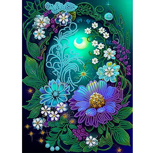 5D DIY Diamond Painting Bilder Blumen Set, Teilbohrer Diamant Painting Quilling Malerei Kit, Zahlen nachen Mahlen Diamantmalerei Deko Geschenk 30x40cm (12) von Demiawaking