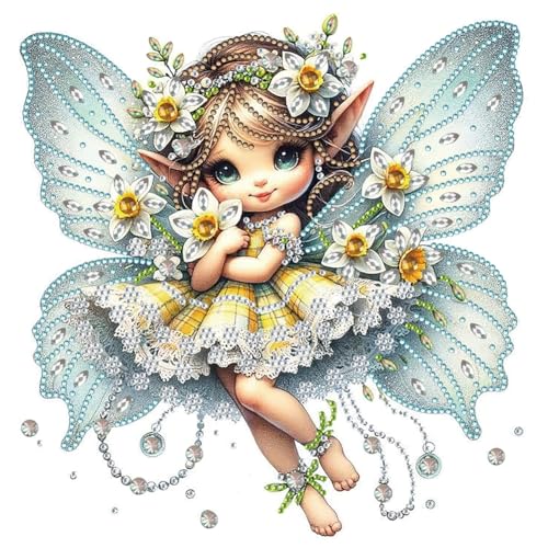 5D DIY Diamond Painting Bilder Elf Engel Set,Teilbohrer Diamant Painting Kinder Bilder Elf Mädchen Kit, Mosaikherstellung Diamantmalerei Deko 30x30cm (Elf 05) von Demiawaking