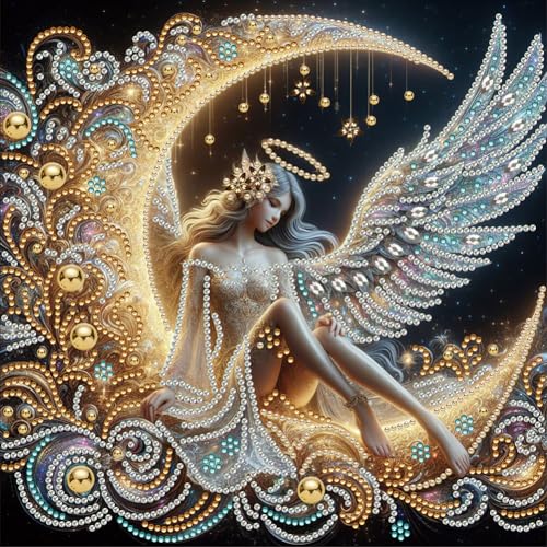 5D DIY Diamond Painting Bilder Elf Engel Set,Teilbohrer Diamant Painting Kinder Bilder Elf Mädchen Kit, Mosaikherstellung Diamantmalerei Deko 30x30cm (Mond-Göttin 02) von Demiawaking