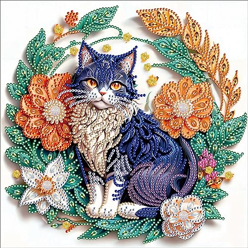 5D DIY Diamond Painting Bilder Katzen Set,Teilbohrer Diamant Painting Kinder Bilder Schmetterling Kit, Mosaikherstellung Diamantmalerei Deko 30x30cm (18) von Demiawaking