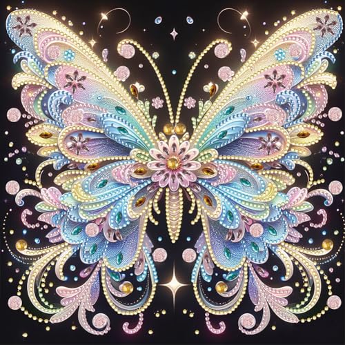 5D DIY Diamond Painting Bilder Schmetterling Set,Teilbohrer Diamant Painting Kinder Bilder Schmetterling Kit, Mosaikherstellung Diamantmalerei Deko 30x30cm (49) von Demiawaking