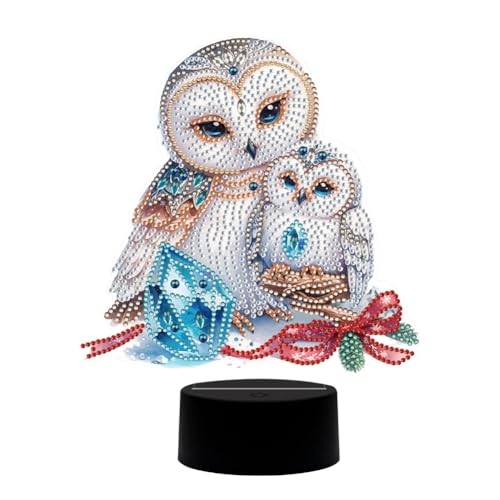 5D DIY Diamond Painting LED Nachtlicht Diamant Painting Tischlampe Kinder Nachtlampe Weihnachtsdeko Weihnachten Geschenk Deko (Eule 02) von Demiawaking