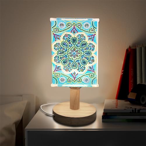 5D DIY Diamond Painting LED Tischlampe Set, Diamant Malerei Mandala Nachtlicht Schreibtischlampe, Diamant Painting Nachttischlampe Geschenk (A) von Demiawaking