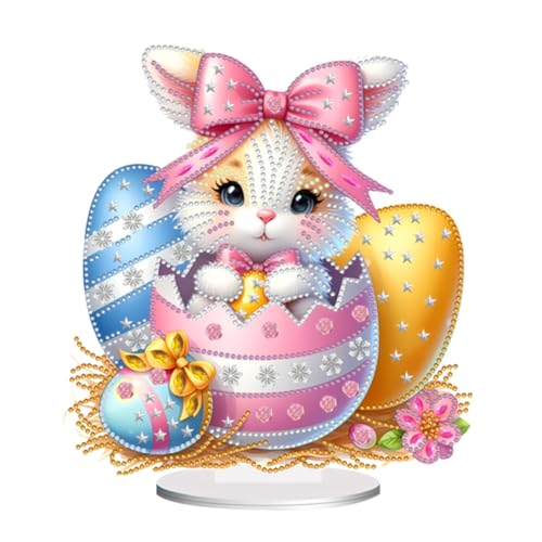 5D DIY Diamond Painting Osterdeko Osterhase Tischdeko Set, Diamant Malerei Ostereier Tisch Deko Ostern Deko, Diamant Painting Ostern Party Geschenk (32) von Demiawaking