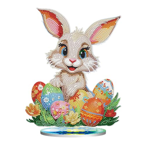 5D DIY Diamond Painting Osterdeko Osterhase Tischdeko Set, Diamant Malerei Ostereier Tisch Deko Ostern Deko, Diamant Painting Ostern Party Geschenk (D) von Demiawaking