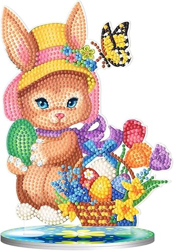 5D DIY Diamond Painting Osterdeko Osterhase Tischdeko Set, Diamant Malerei Ostereier Tisch Deko Ostern Deko, Diamant Painting Ostern Party Geschenk (M) von Demiawaking