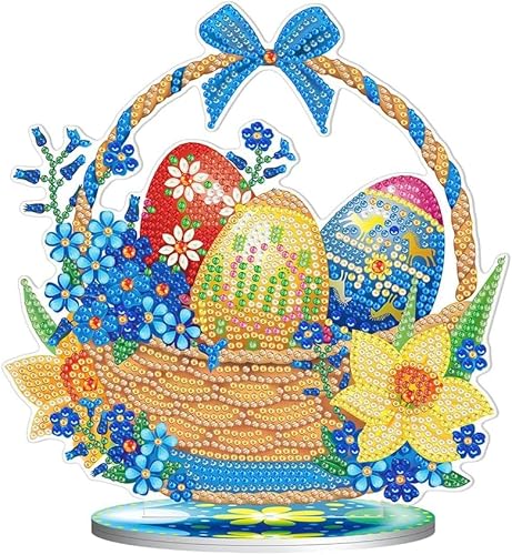 5D DIY Diamond Painting Osterdeko Osterhase Tischdeko Set, Diamant Malerei Ostereier Tisch Deko Ostern Deko, Diamant Painting Ostern Party Geschenk (Q) von Demiawaking