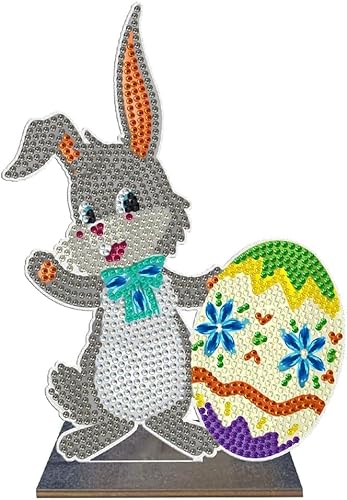 5D DIY Diamond Painting Osterdeko Osterhase Tischdeko Set, Diamant Malerei Ostereier Tisch Deko Ostern Deko, Diamant Painting Ostern Party Geschenk (R) von Demiawaking