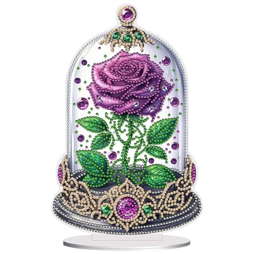 5D DIY Diamond Painting Tischdeko Blumen Rose Set, Diamant Malerei Tisch Deko Strauß Vase Ornament, Diamant Painting Geschenk (Rose 04) von Demiawaking