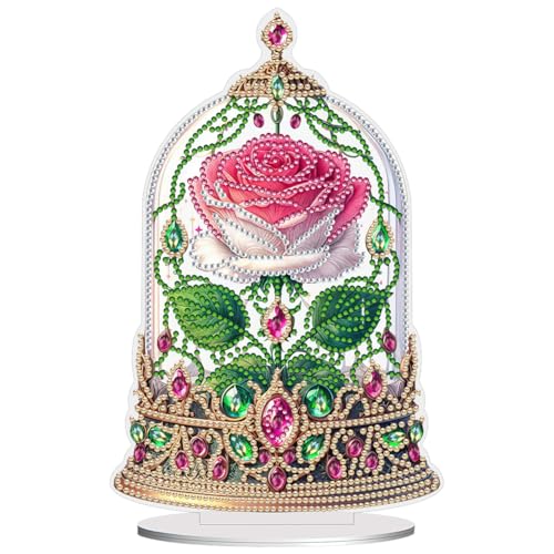 5D DIY Diamond Painting Tischdeko Blumen Rose Set, Diamant Malerei Tisch Deko Strauß Vase Ornament, Diamant Painting Geschenk (Rose 05) von Demiawaking