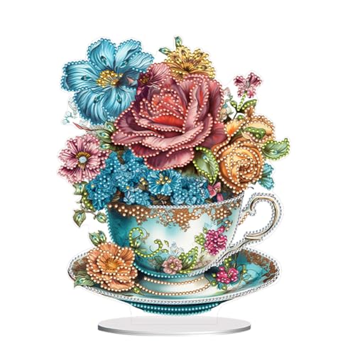 5D DIY Diamond Painting Tischdeko Blumen Vase Set, Diamant Malerei Tisch Deko Vogel Blumen Ornament, Diamant Painting Malen nach Zahlen Erwachsene Geschenk (J) von Demiawaking