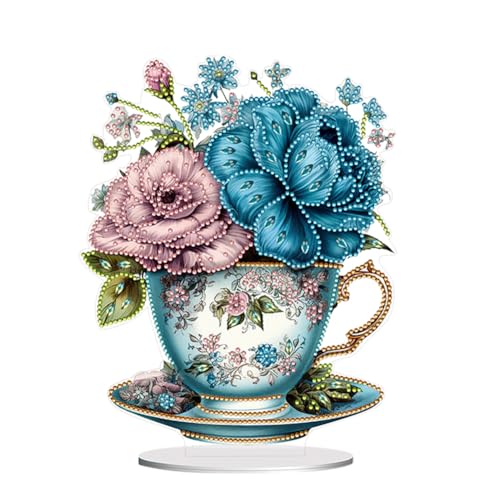 5D DIY Diamond Painting Tischdeko Blumen Vase Set, Diamant Malerei Tisch Deko Vogel Blumen Ornament, Diamant Painting Malen nach Zahlen Erwachsene Geschenk (K) von Demiawaking