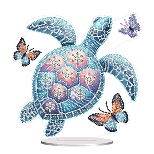 5D DIY Diamond Painting Tischdeko Tiere Set, Diamant Malerei Tisch Deko Meereslebewesen Schmetterling Ornament, Diamant Painting Geschenk (Meeresschildkröte 04) von Demiawaking