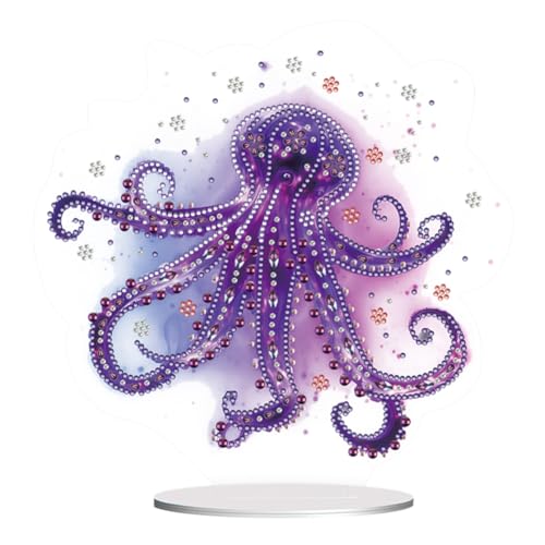 5D DIY Diamond Painting Tischdeko Tiere Set, Diamant Malerei Tisch Deko Meereslebewesen Schmetterling Ornament, Diamant Painting Geschenk (Oktopus) von Demiawaking