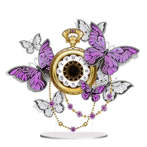 5D DIY Diamond Painting Uhr Tischdeko Set, Diamant Malerei Uhr Tisch Deko Ornament, Diamant Painting Malen nach Zahlen Erwachsene Geschenk (C) von Demiawaking